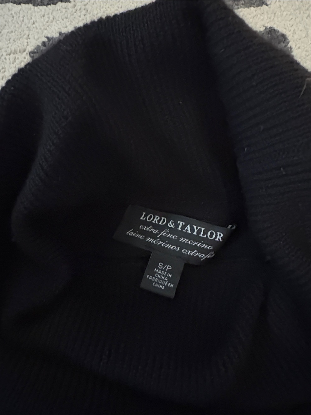 Lord & Taylor Black Merino Wool Cowl Neck Sweater